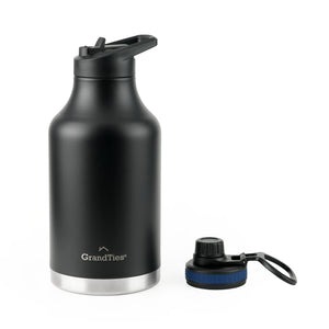 Insulated Travel Water Bottle with Two Handle Lids | 64oz/1890ml