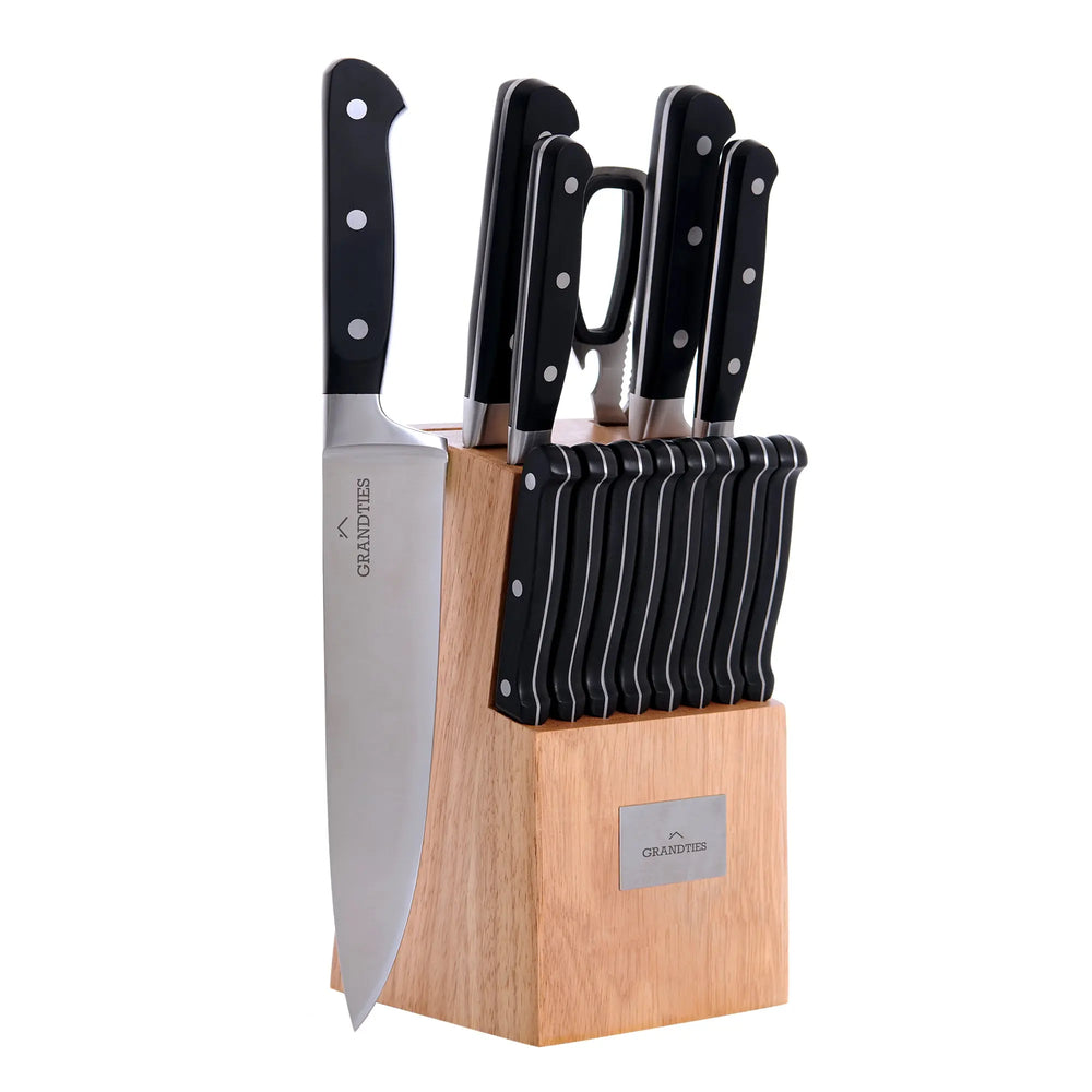 7-piece Knife Set with Wooden Block - 1.4116 German Stainless Steel –  GrandTies