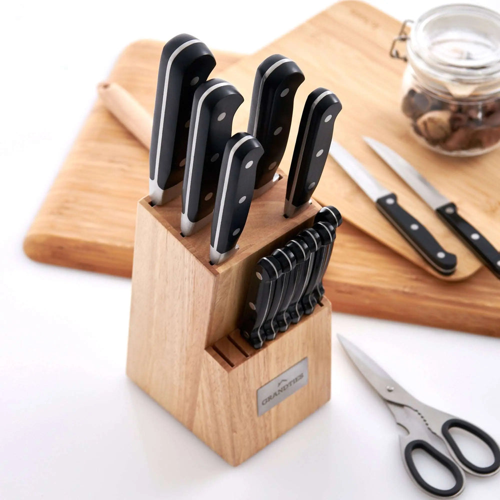 GrandTies Feinste High Carbon German Stainless Steel 7-Pc Kitchen Knife Block Set