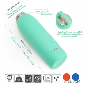 Insulated Bottle with Ergonomic Handle 24oz/700ml - Seafoam - GrandTies