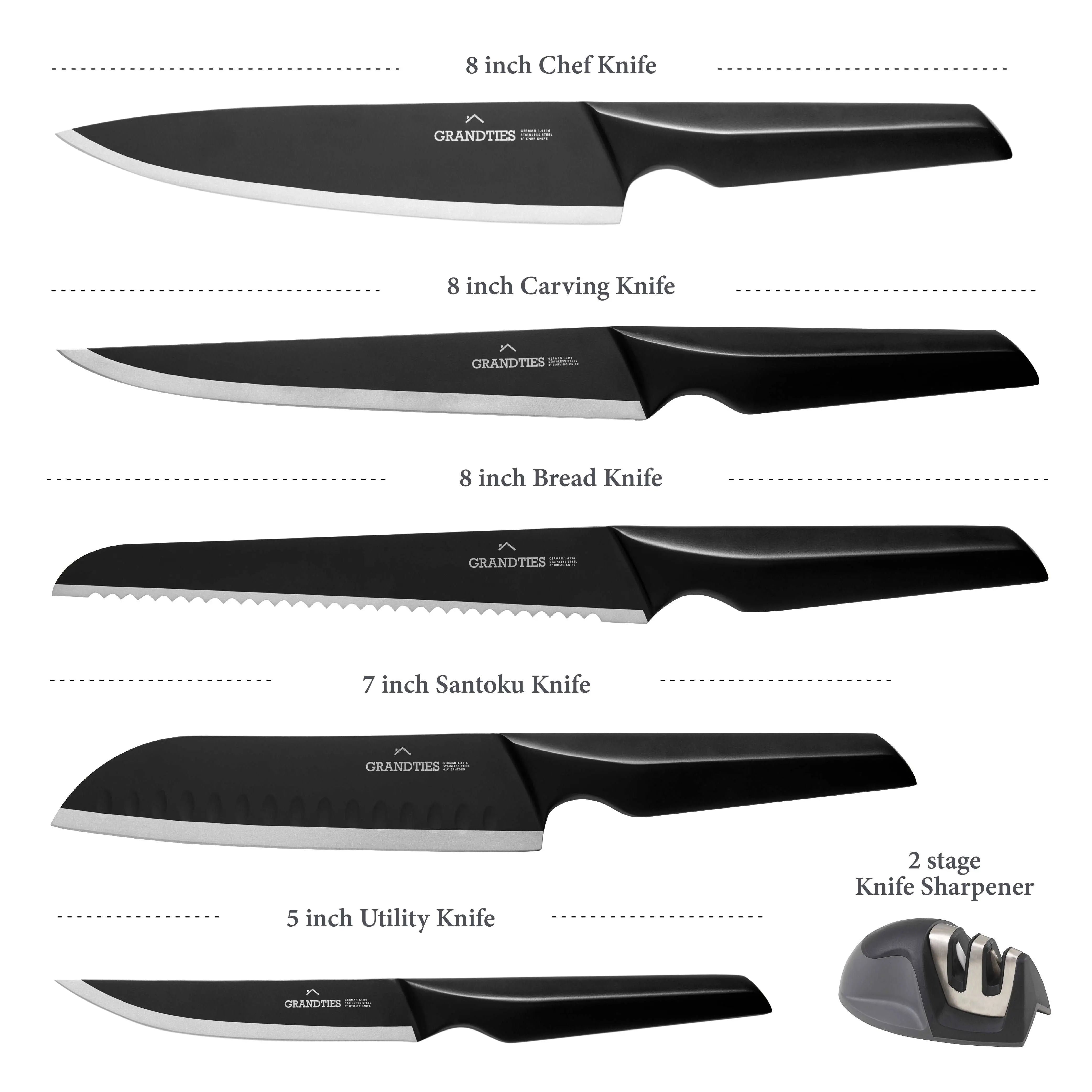 7-piece Knife Set with Wooden Block - 1.4116 German Stainless
