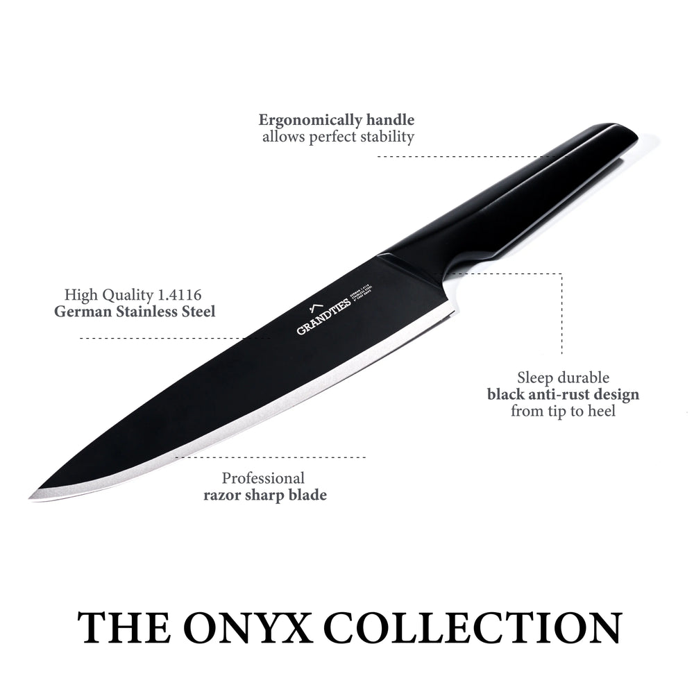 Onyx Black Knife Block w/ Titanium Coating 7 Pcs Set