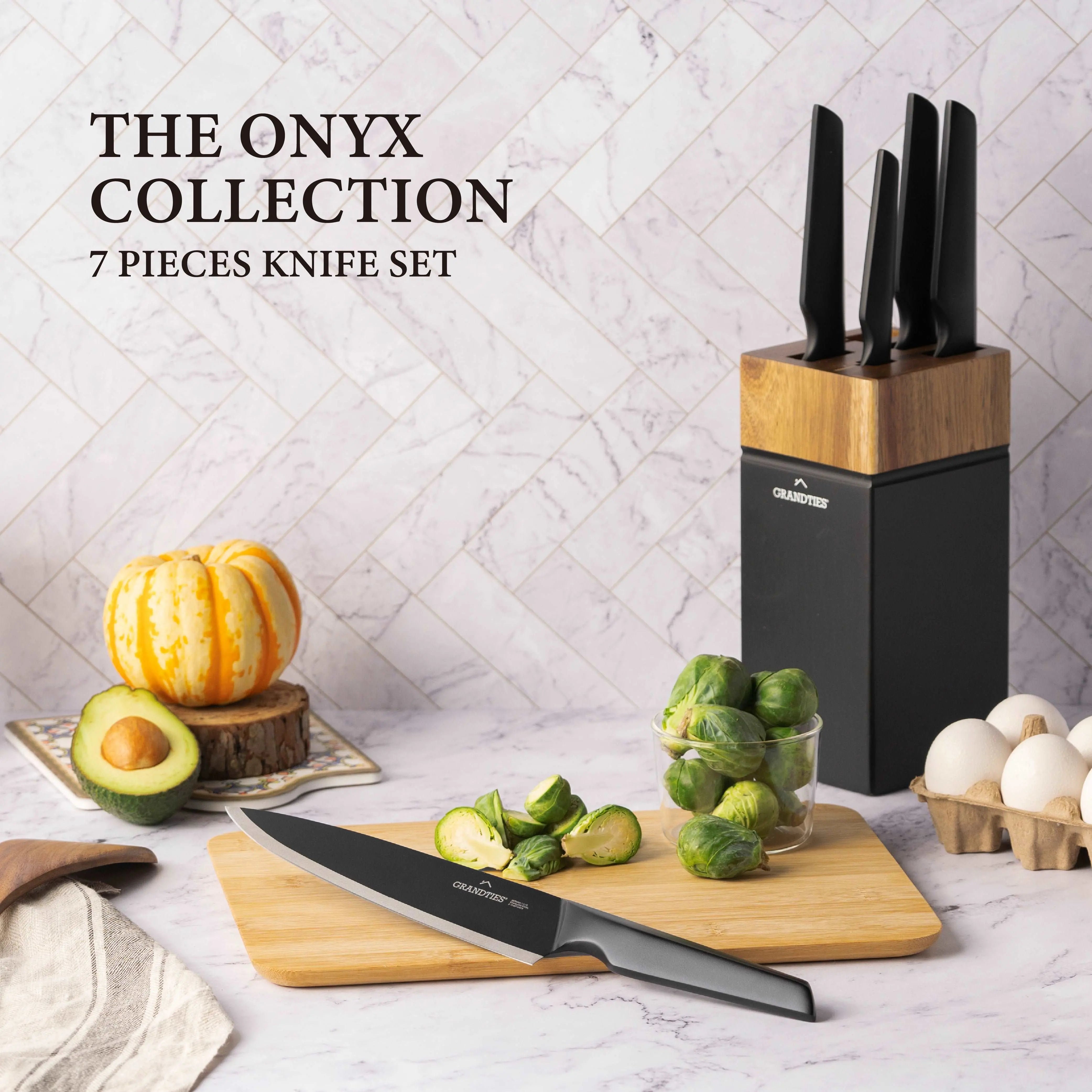 7-piece Knife Set with Wooden Block - 1.4116 German Stainless