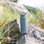 Insulated Travel Water Bottle with Two Stylish Ergonomic Handle Lids 24oz/709ml - Stone Grey - GrandTies