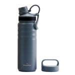 Insulated Travel Water Bottle with Two Stylish Ergonomic Handle Lids 24oz/709ml - Stone Grey - GrandTies