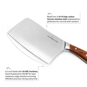 Meat Cleaver Knife, 6.5inch hand-forged knives sharp kitchen knife  stainless steel Japanese knife houseware chef cutting meat chopper (Color :  White)