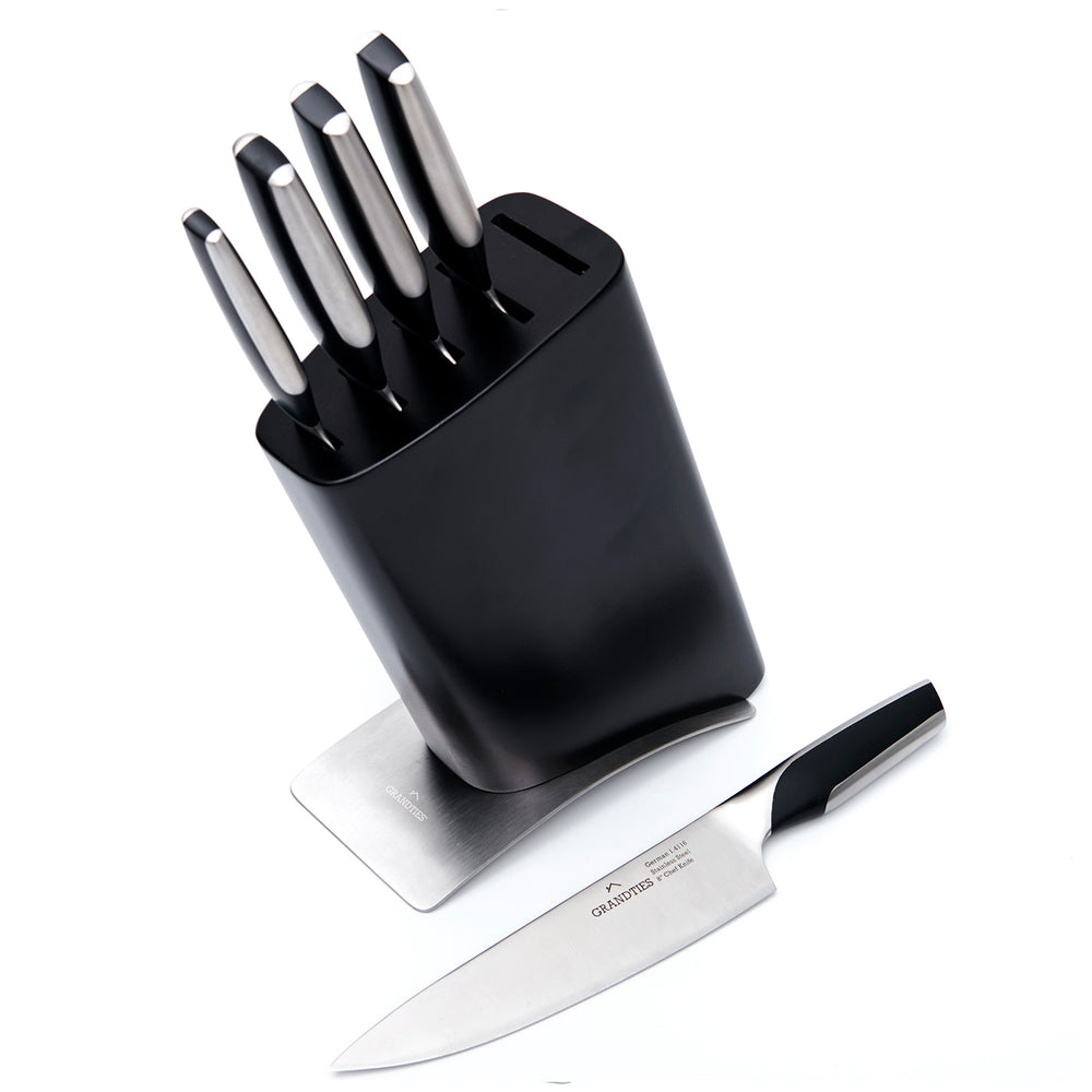 Kitchen Knife Set With Block: 8 Piece German 1.4116 High-Carbon Stainl –