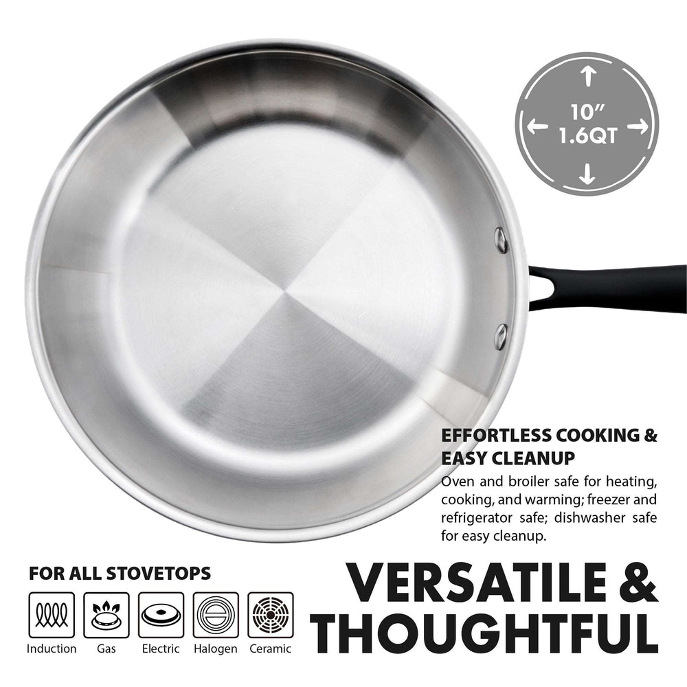 The Marquina Collection Full-Clad Tri-Ply Stainless Steel Frying Pan - 10 Inch - GrandTies