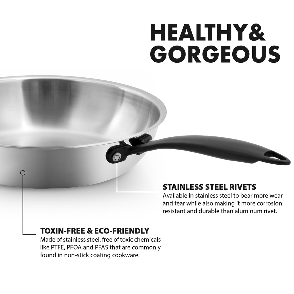 The Marquina Collection Full-Clad Tri-Ply Stainless Steel Frying Pan - 10 Inch - GrandTies