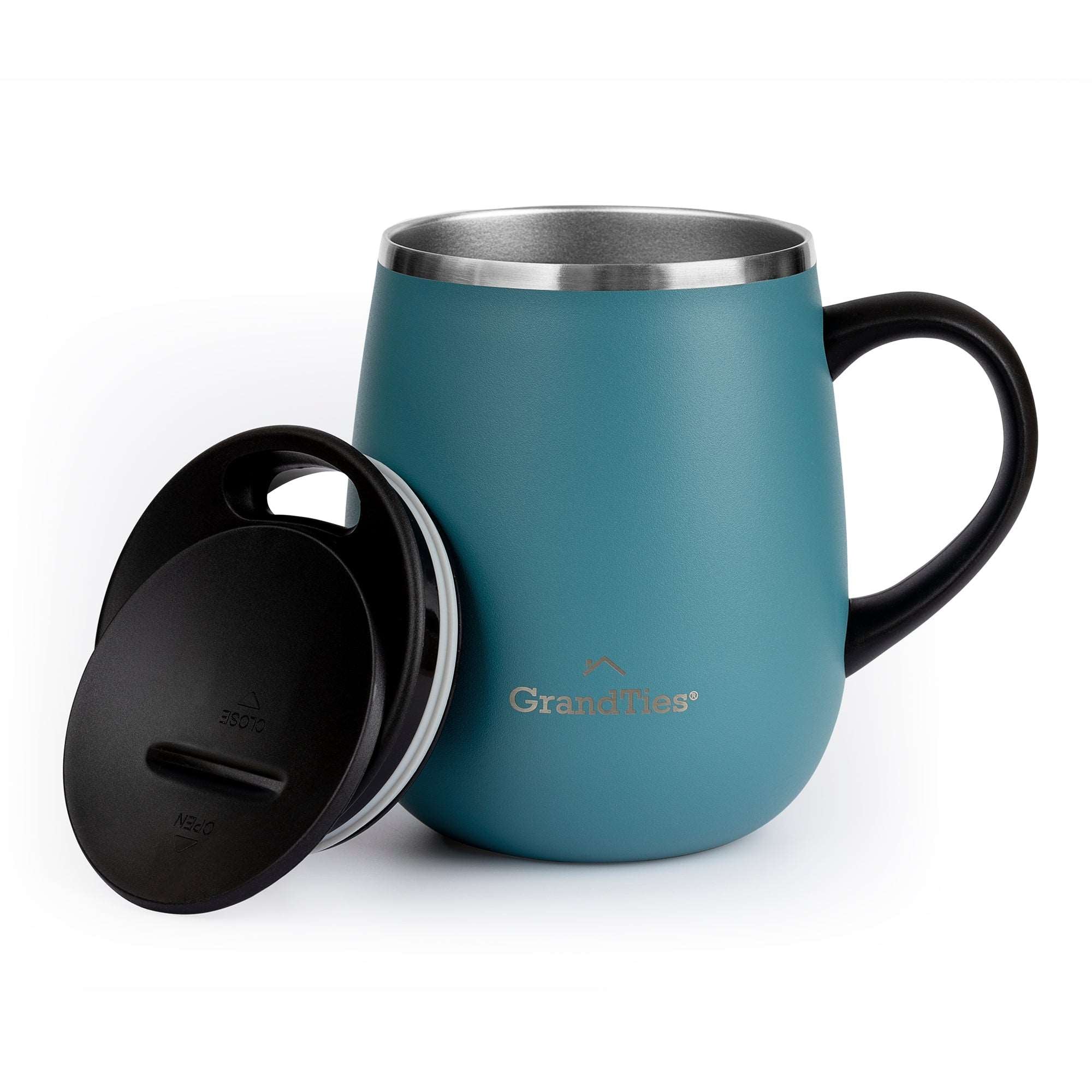 GrandTies | 16oz Insulated Coffee Mug with Sliding Lid | Stylish