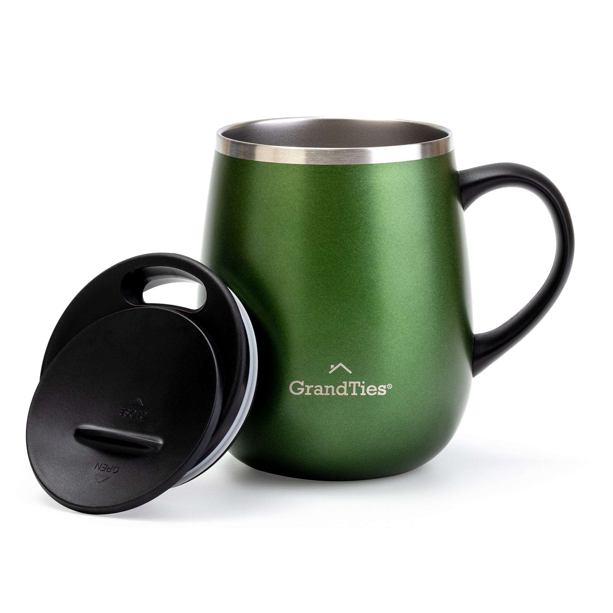 GrandTies | 16oz Insulated Coffee Mug with Sliding Lid | Stylish