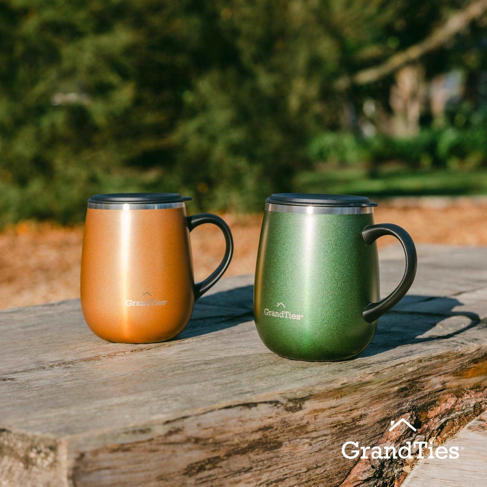 GrandTies | 16oz Insulated Coffee Mug with Sliding Lid | Stylish