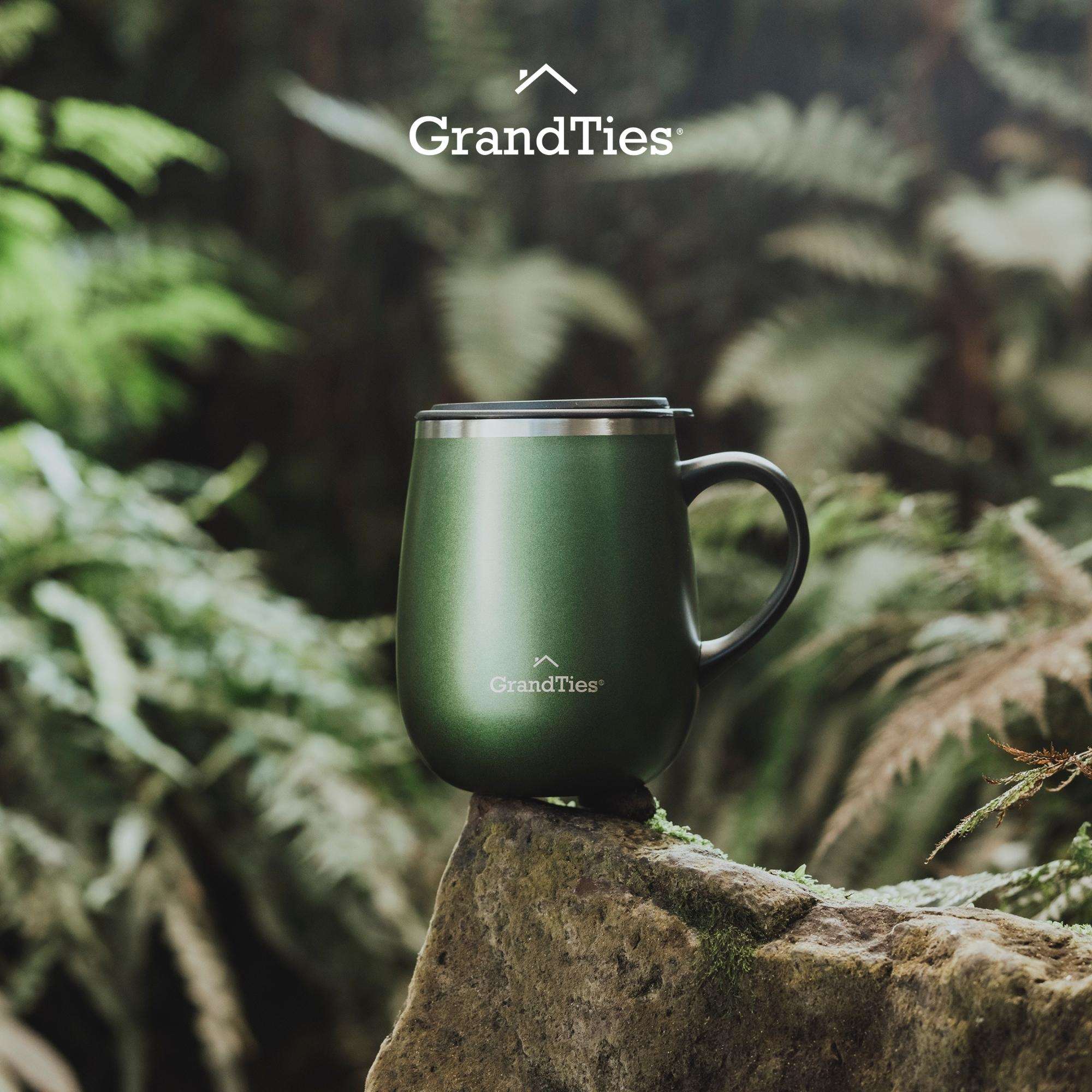 GrandTies | 16oz Insulated Coffee Mug with Sliding Lid | Stylish