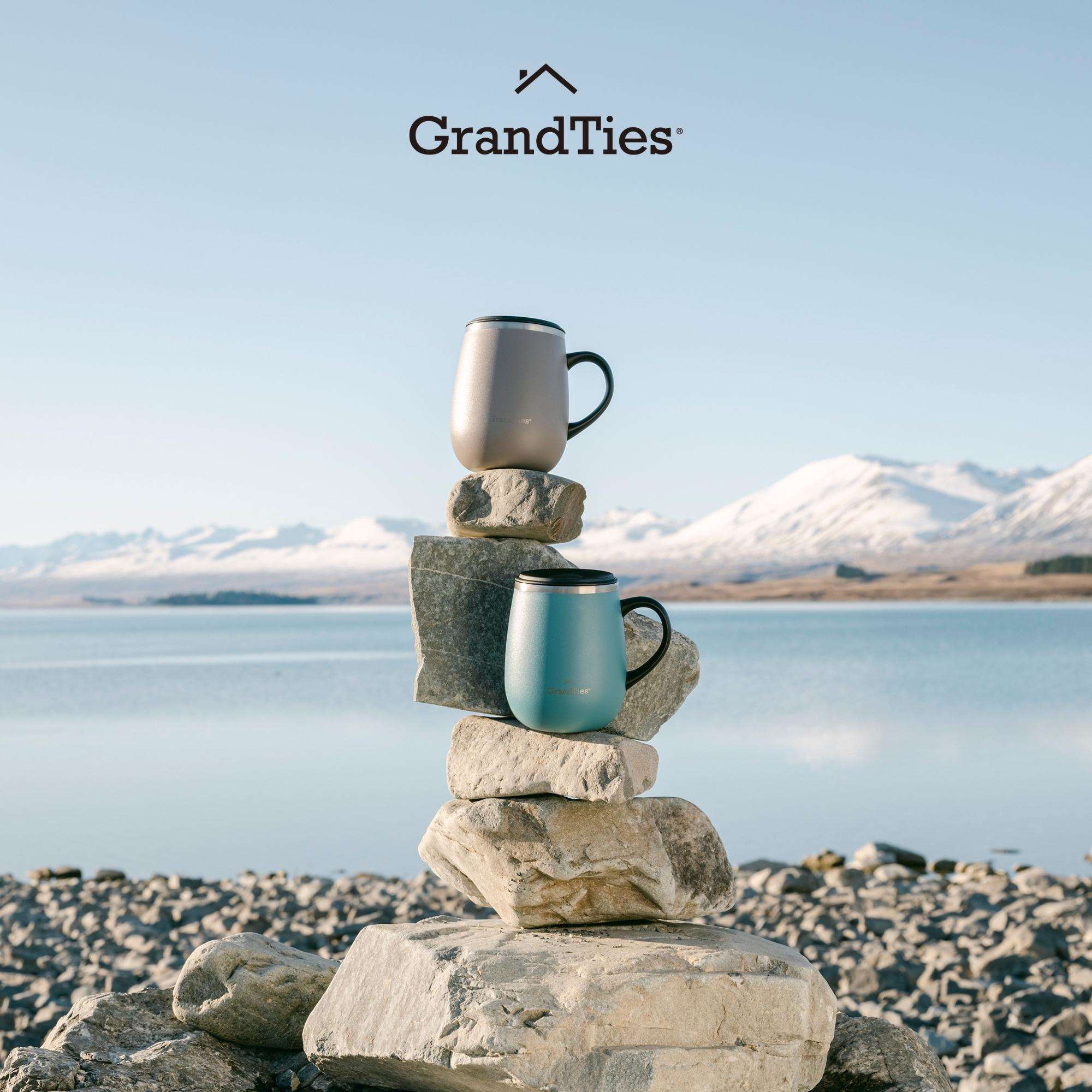 GrandTies | 16oz Insulated Coffee Mug with Sliding Lid | Stylish