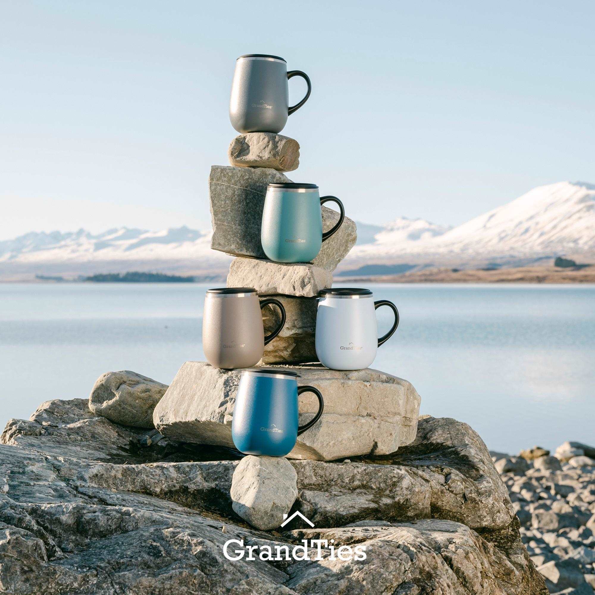 GrandTies | 16oz Insulated Coffee Mug with Sliding Lid | Stylish