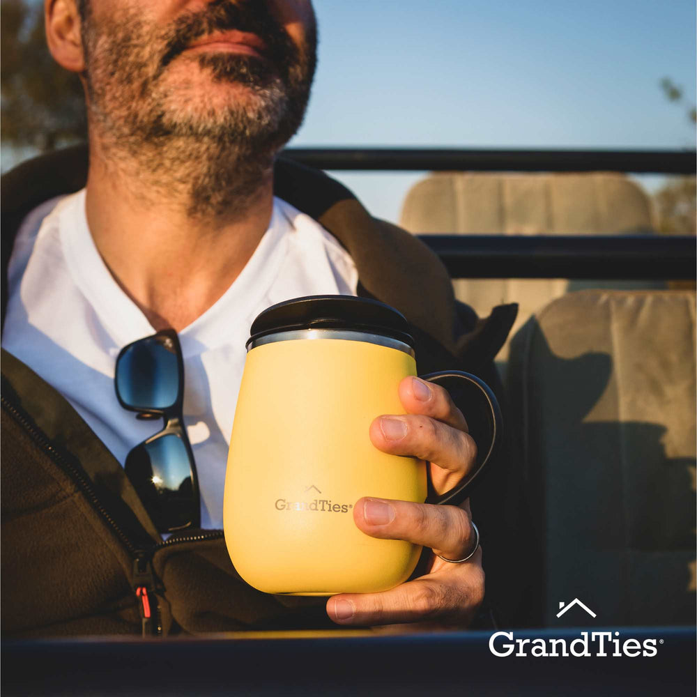 Insulated Coffee Mug with Sliding Lid 16oz/460ml (Grande) - Lemon - Grandties