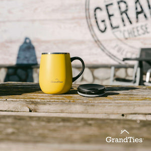 Insulated Coffee Mug with Sliding Lid 16oz/460ml (Grande) - Lemon - Grandties