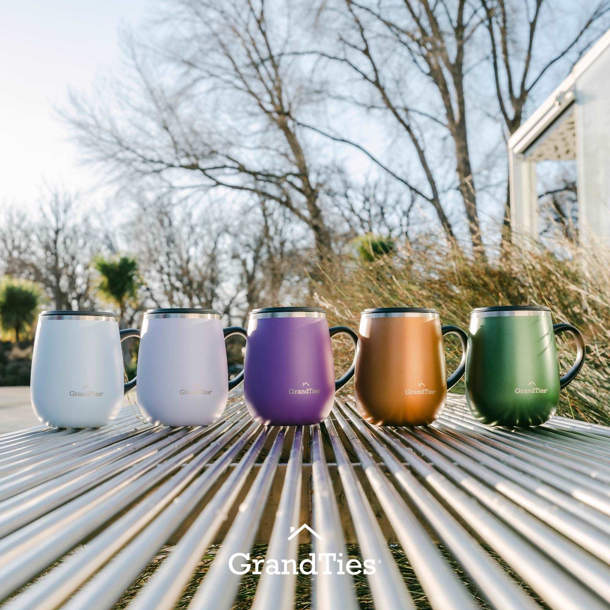 GrandTies | 16oz Insulated Coffee Mug with Sliding Lid | Stylish