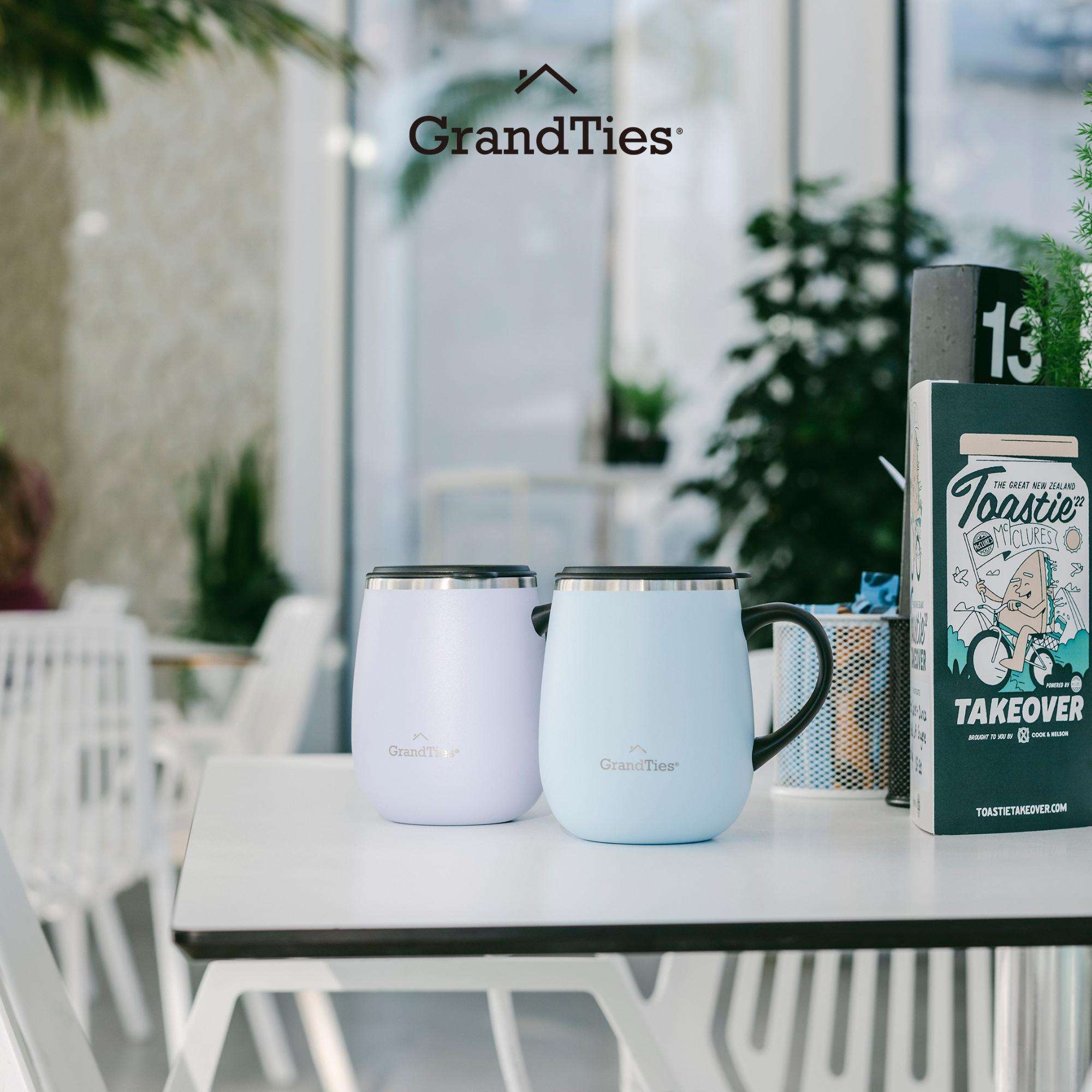 GrandTies | 16oz Insulated Coffee Mug with Sliding Lid | Stylish