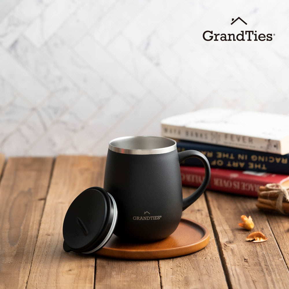 Insulated Coffee Mug with Sliding Lid 16oz/460ml (Grande) - Midnight Black - Grandties