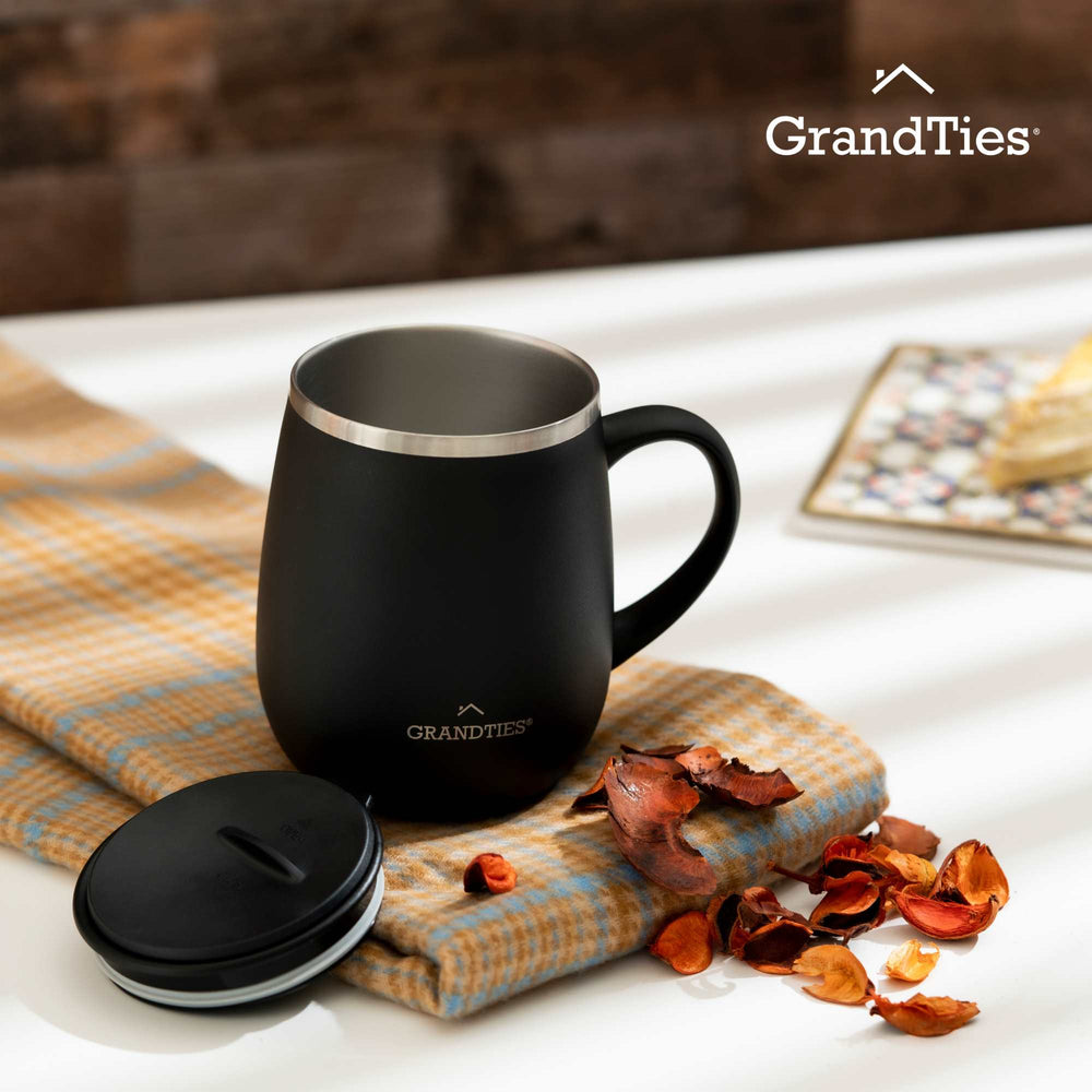 Insulated Coffee Mug with Sliding Lid 16oz/460ml (Grande) - Midnight Black - Grandties
