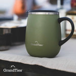 Insulated Coffee Mug with Sliding Lid 16oz/460ml (Grande) - Olive Green - Grandties
