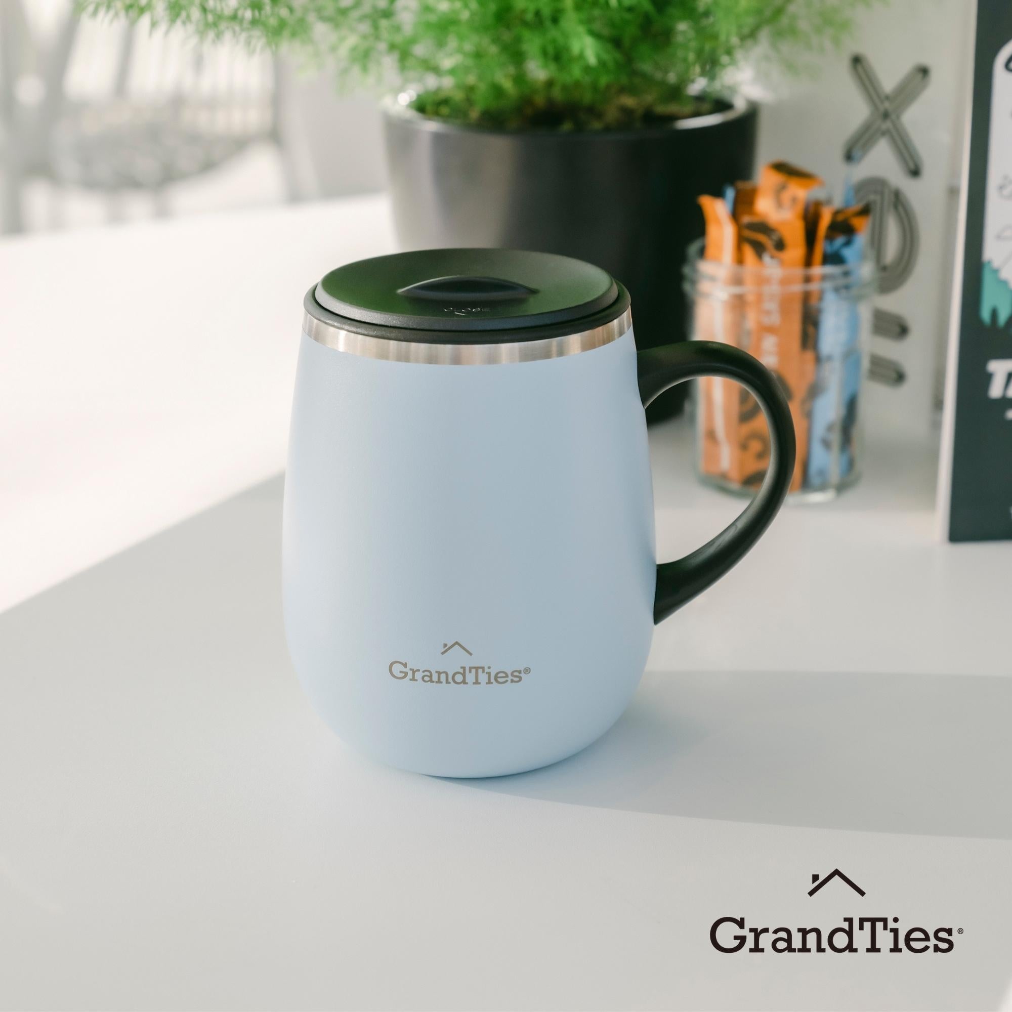 GrandTies | 16oz Insulated Coffee Mug with Sliding Lid | Stylish