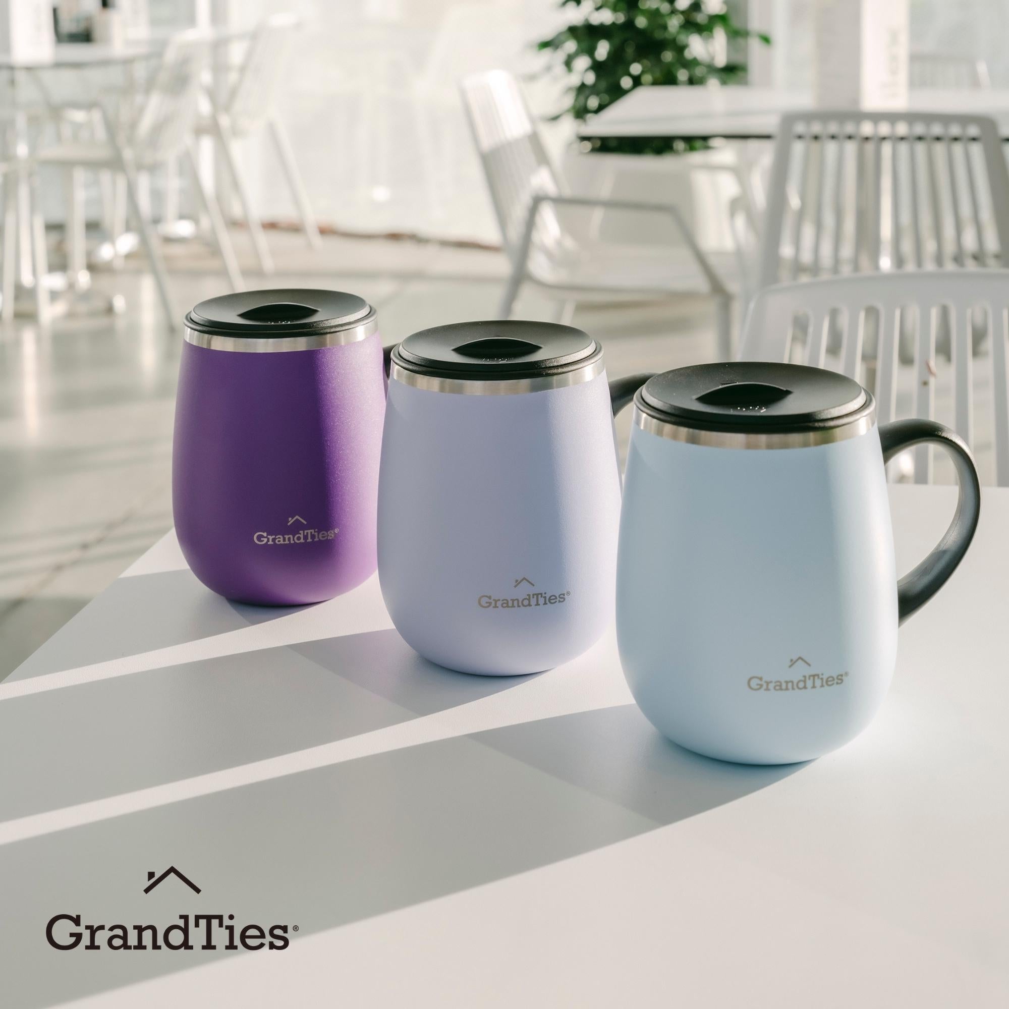 GrandTies | 16oz Insulated Coffee Mug with Sliding Lid | Stylish