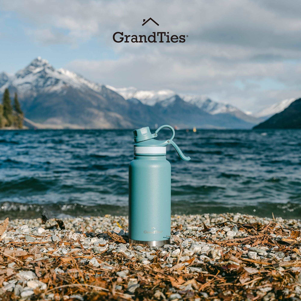 GrandTies  32oz Insulated Bottle with Two Lids – Ivory White
