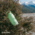 Insulated Travel Water Bottle with Two Stylish Ergonomic Handle Lids 32oz/946ml - Fresh Mint - Grandties