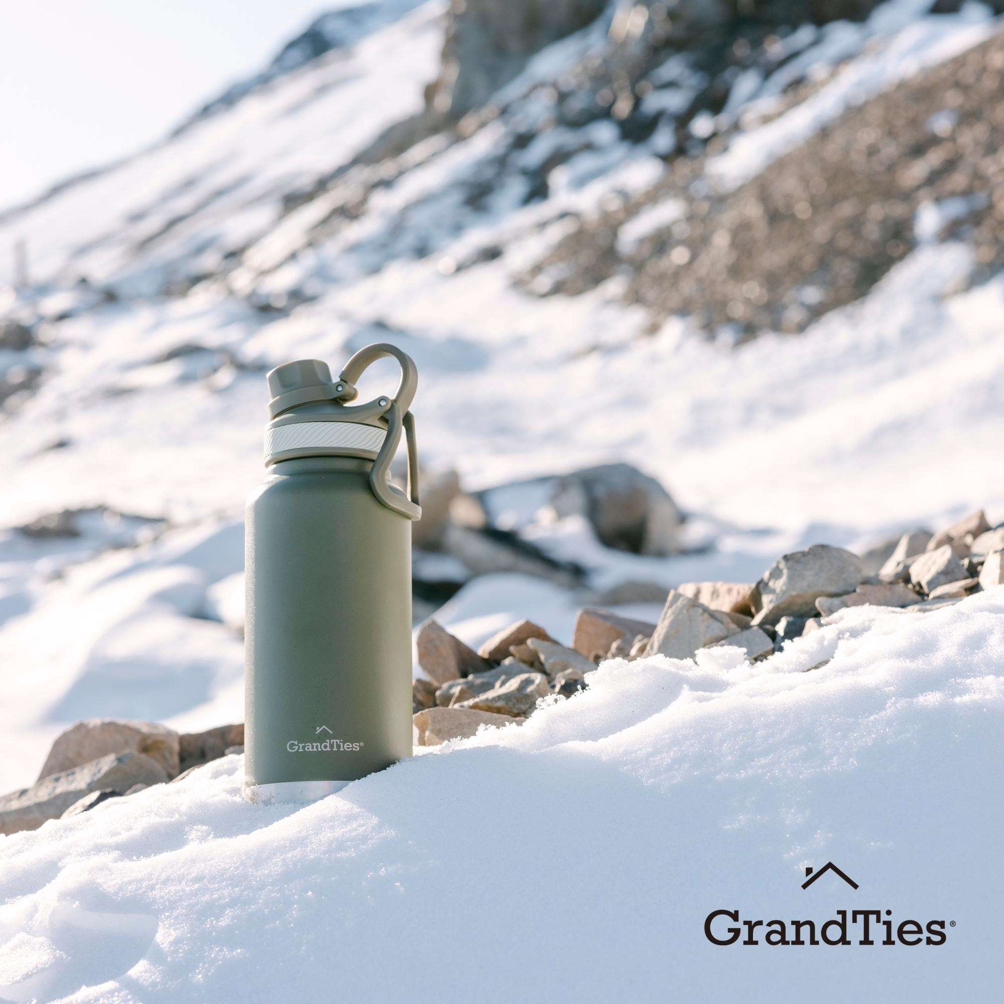 GrandTies | 32oz Insulated Bottle with Two Lids – Olive Green