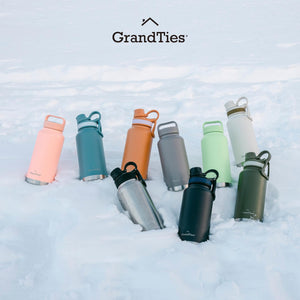 Insulated Travel Water Bottle with Two Stylish Ergonomic Handle Lids 32oz/946ml - Fresh Mint - Grandties