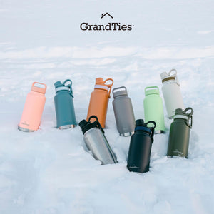 GrandTies 2 Lids Sports Stainless Steel Water Bottle– 32oz, Reusable Wide Mouth Vacuum Insulated Water Bottles, Travel Metal Canteen, Coldest Water