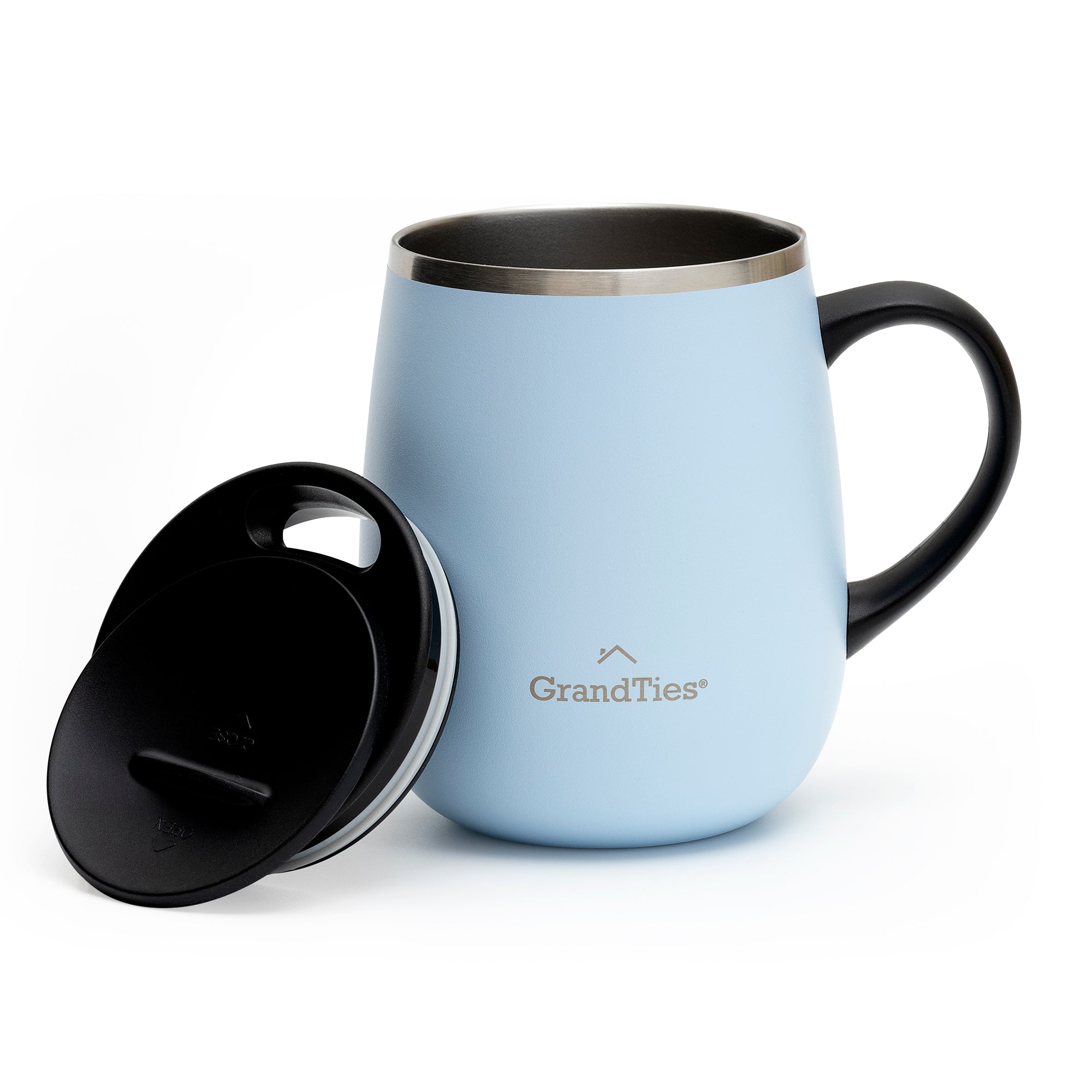 GrandTies | 16oz Insulated Coffee Mug with Sliding Lid | Stylish