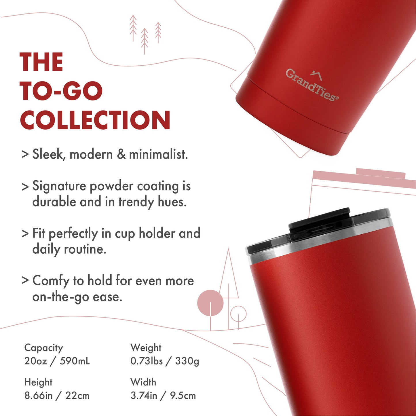 To-Go Collection Insulated Tumbler with Tritan Lid 20oz/590ml - Grandties