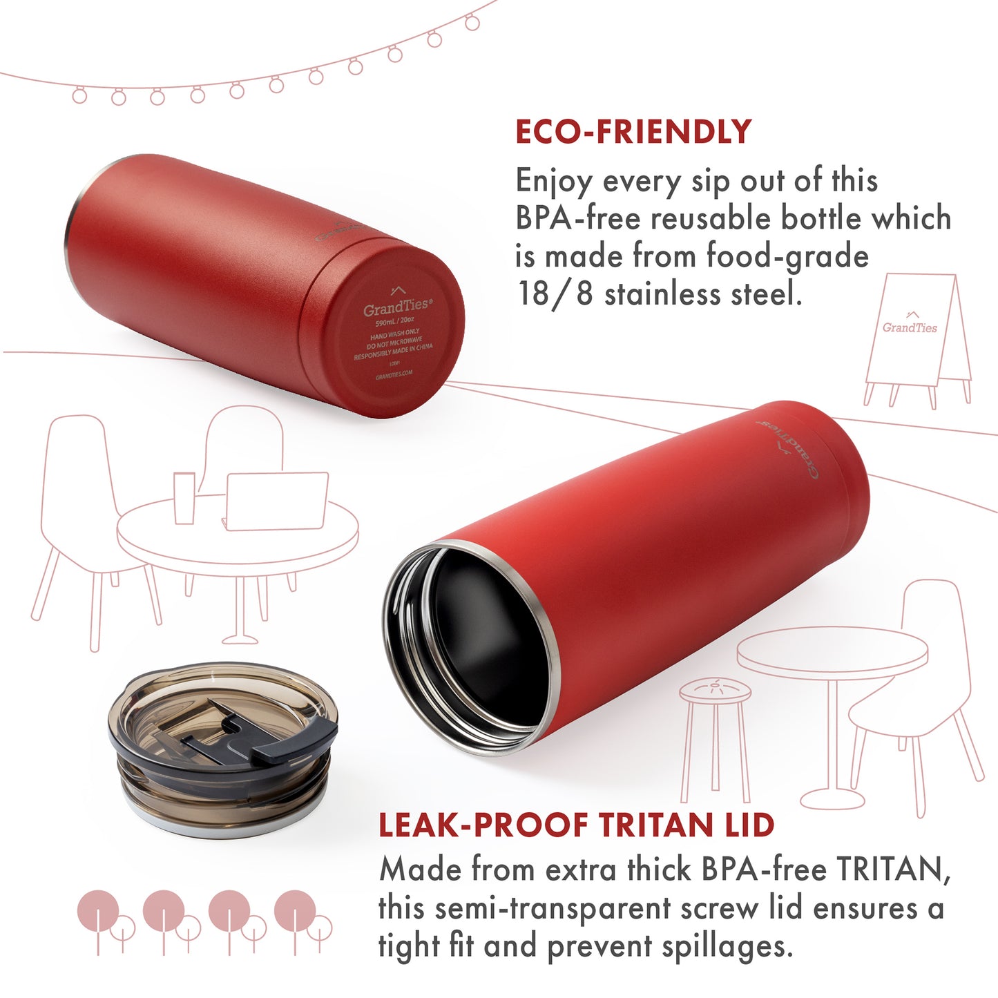 To-Go Collection Insulated Tumbler with Tritan Lid 20oz/590ml - Grandties