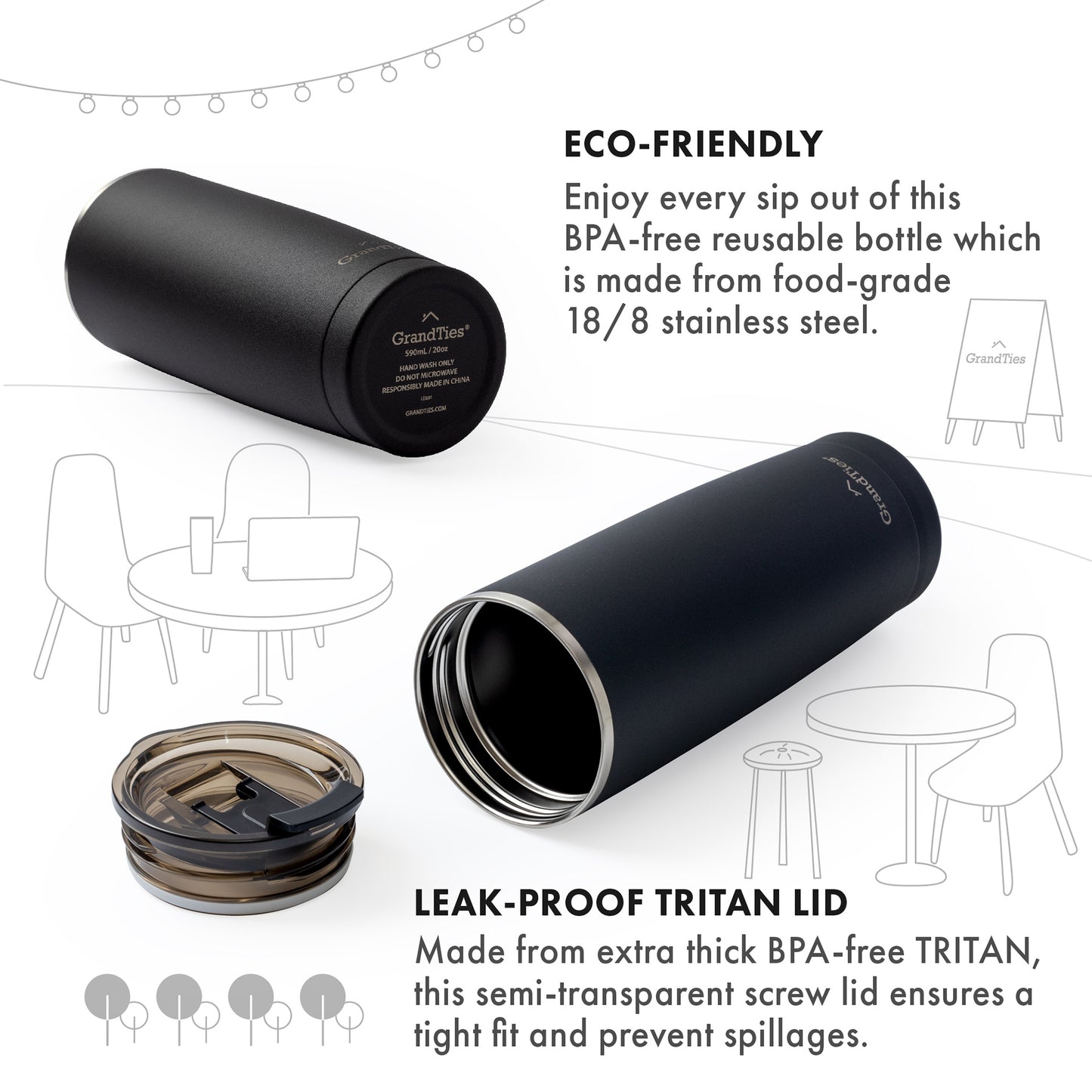 To-Go Collection Insulated Tumbler with Tritan Lid 20oz/590ml - Grandties