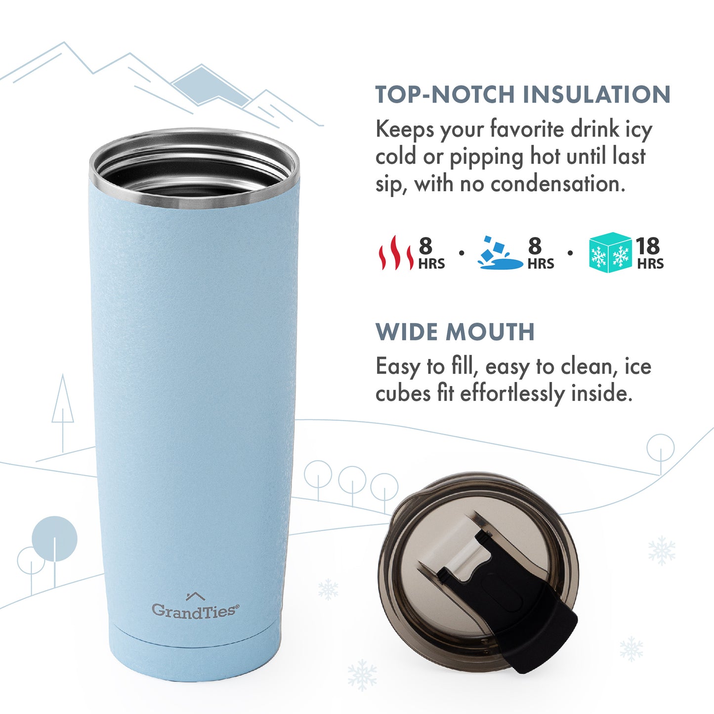 Insulated Tumbler with Tritan Lid (Snowy Texture) | 20oz/590ml - Grandties