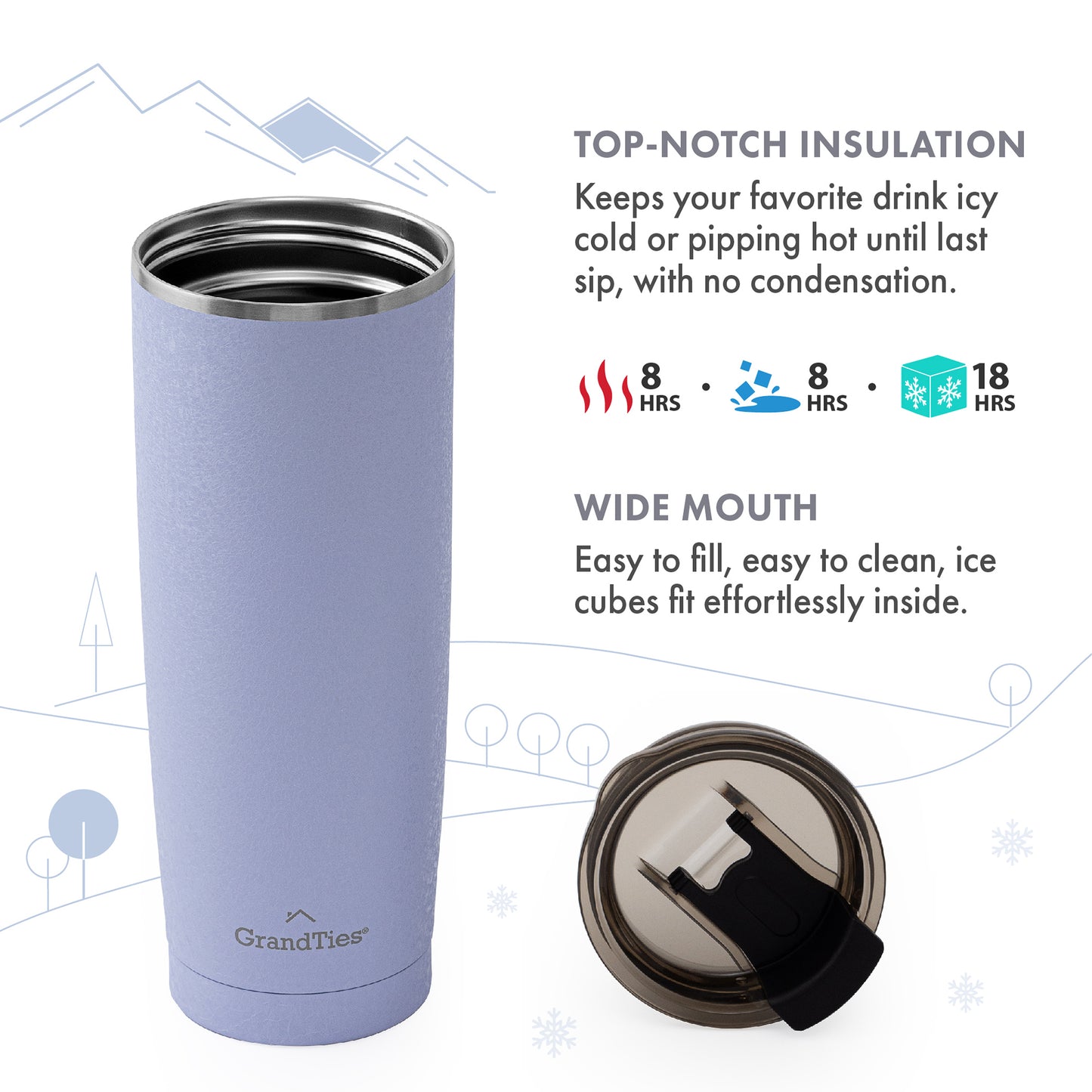 Insulated Tumbler with Tritan Lid (Snowy Texture) | 20oz/590ml - Grandties