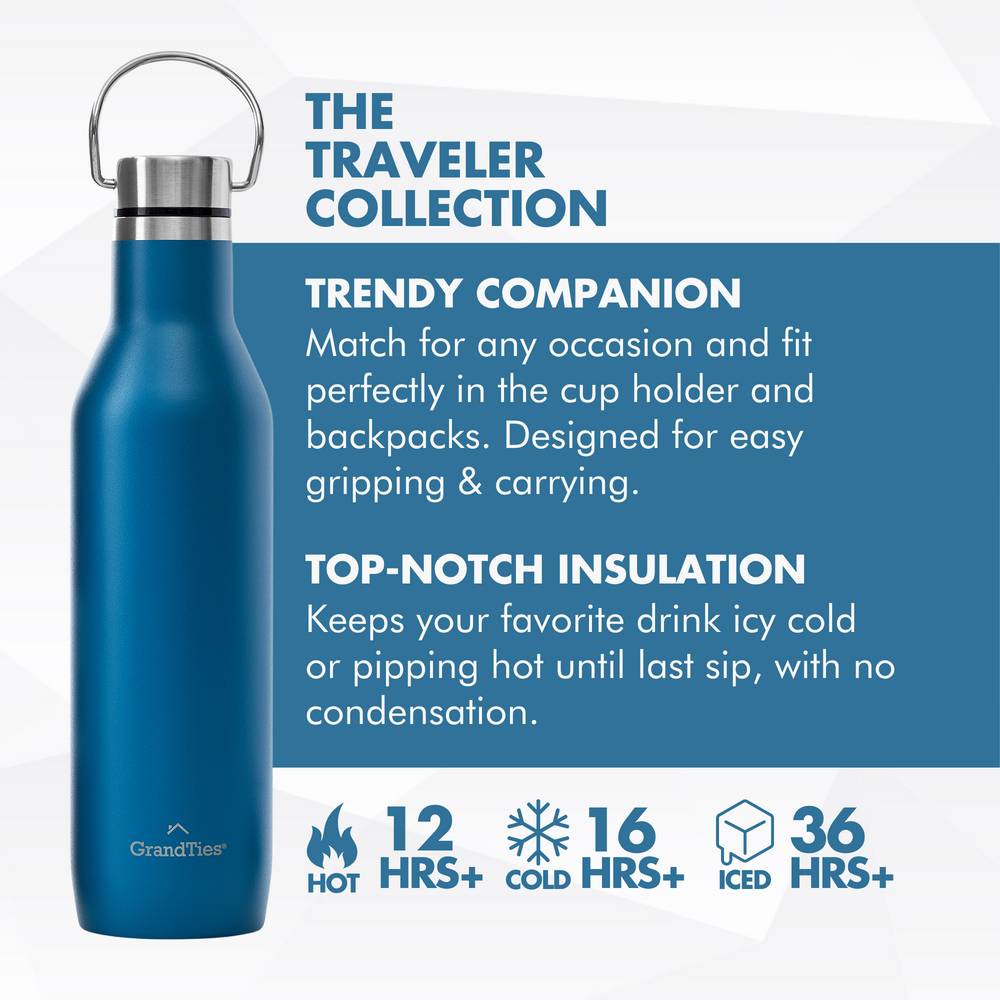 Insulated Water Bottle with Two Lids (Classic) | 21oz/620ml - Grandties