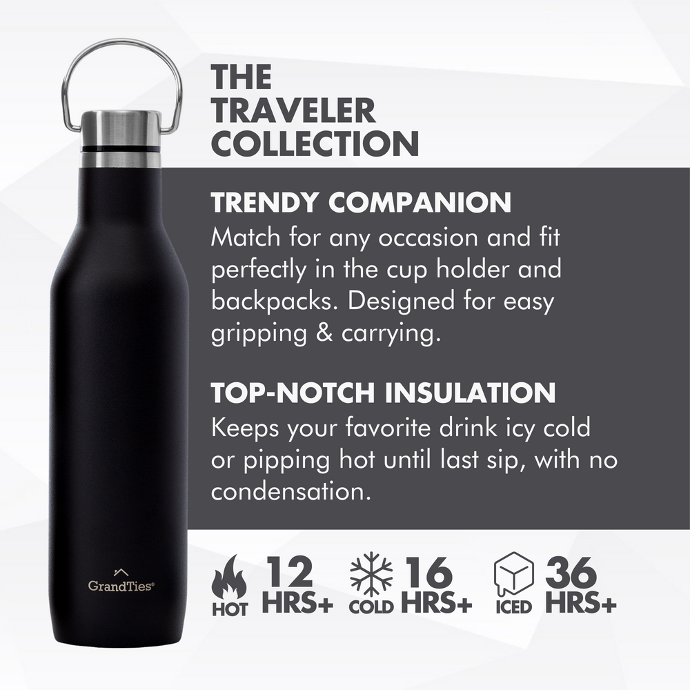 Insulated Water Bottle with Two Lids (Classic) | 21oz/620ml - Grandties