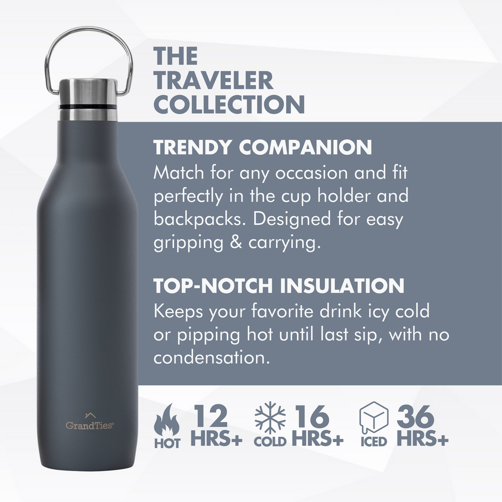 Insulated Water Bottle with Two Lids (Classic) | 21oz/620ml - Grandties