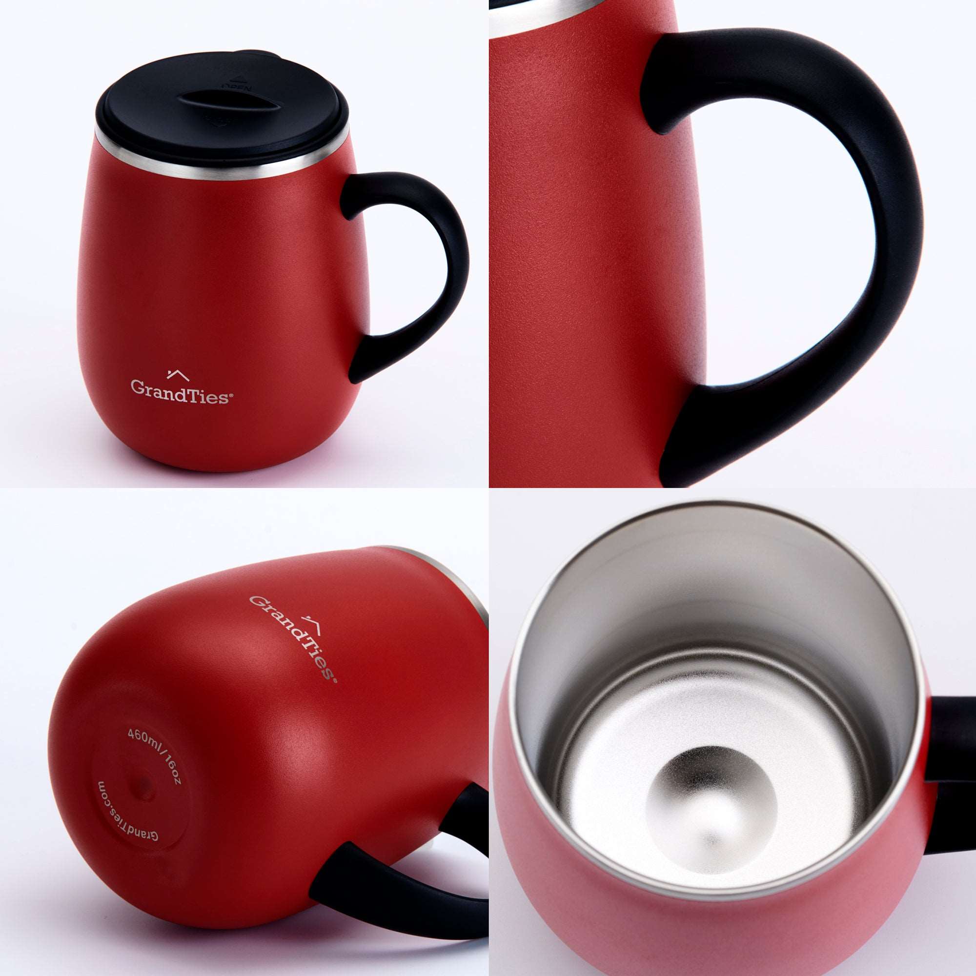 コップ GrandTies | 16oz Insulated Coffee Mug with Sliding Lid | Stylish