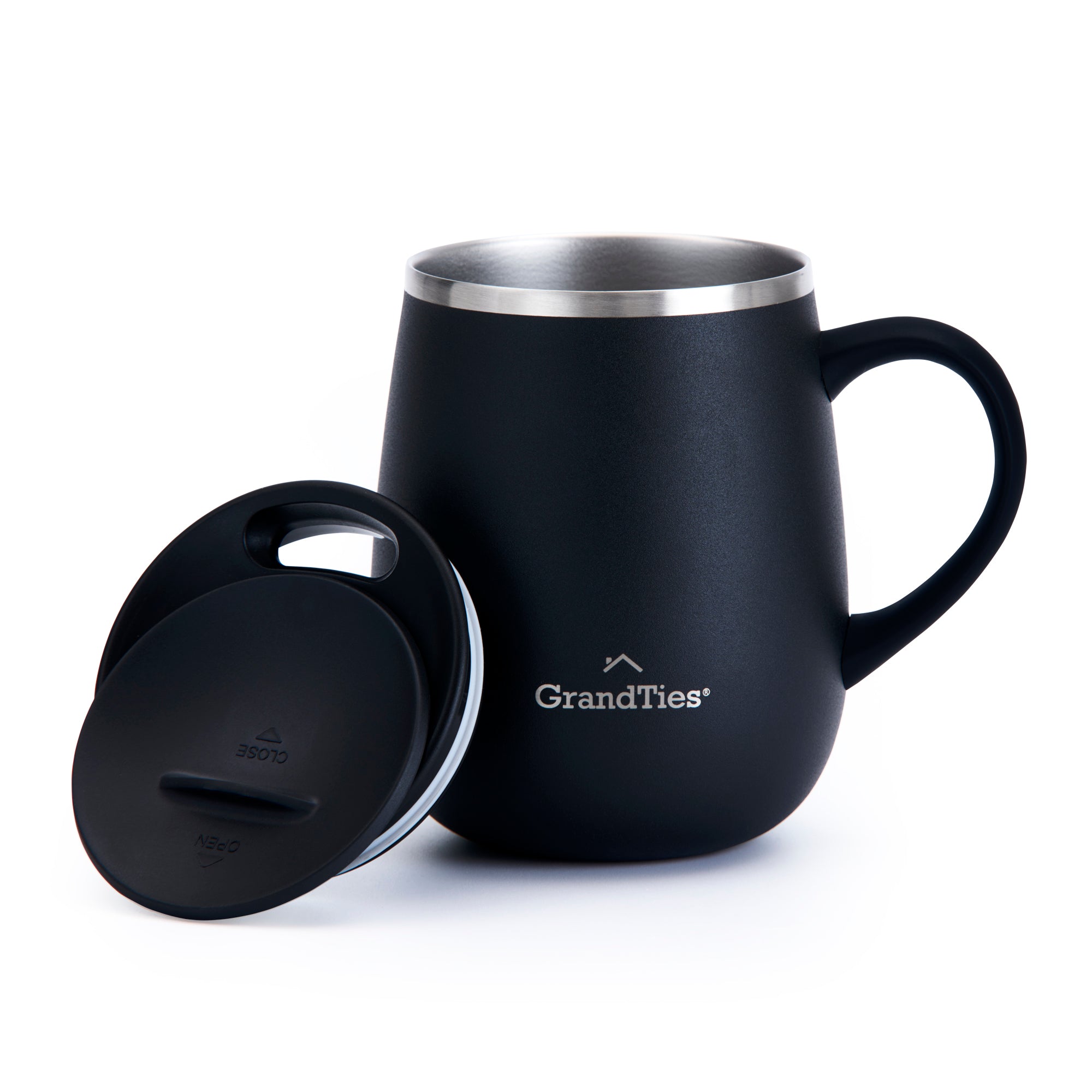 GrandTies | 16oz Insulated Coffee Mug with Sliding Lid | Stylish
