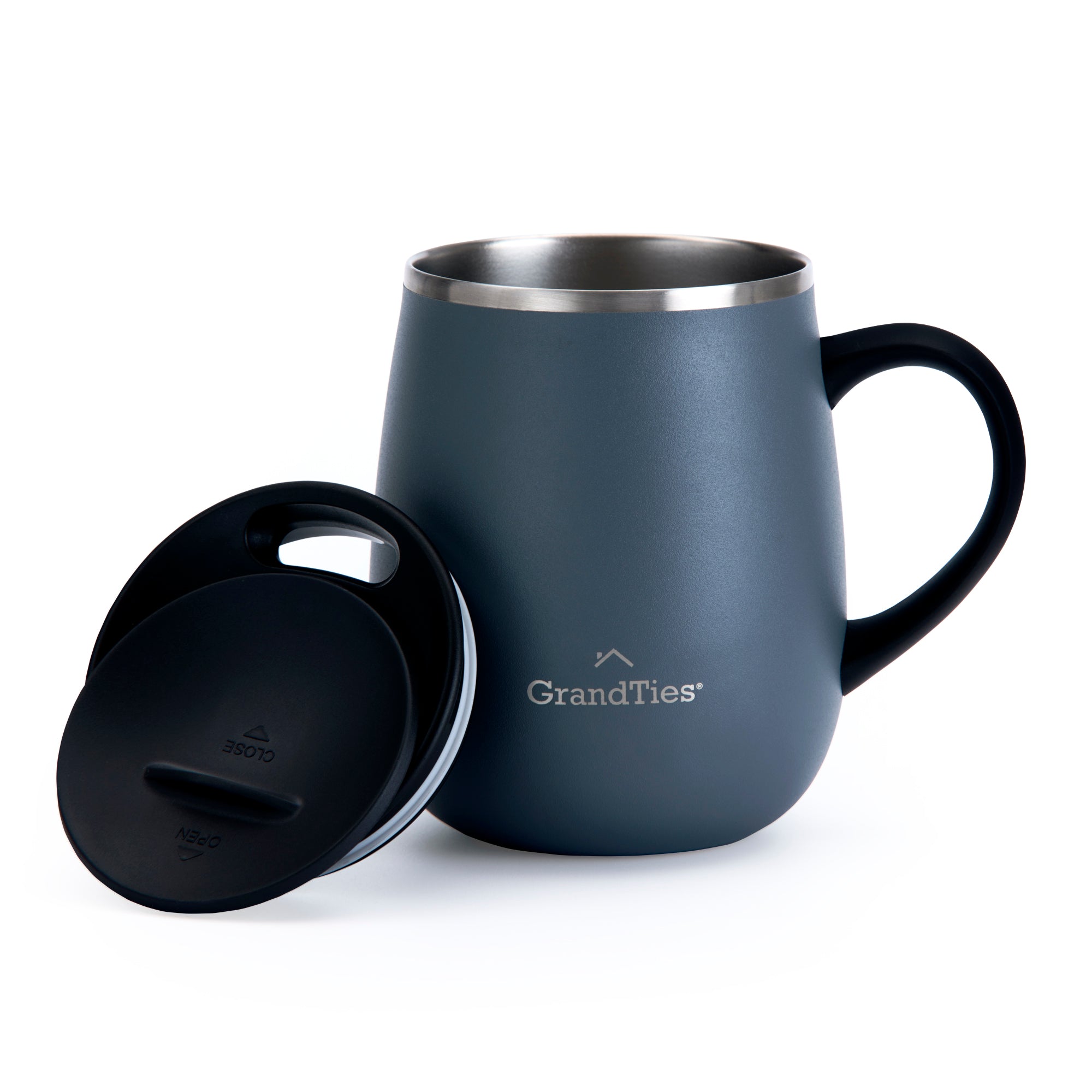 GrandTies | 16oz Insulated Coffee Mug with Sliding Lid | Stylish