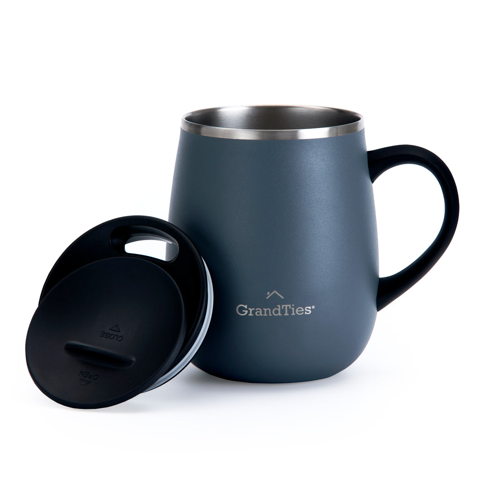 Insulated Coffee Mug with Sliding Lid 16oz/460ml (Grande) - Stone Grey - GrandTies
