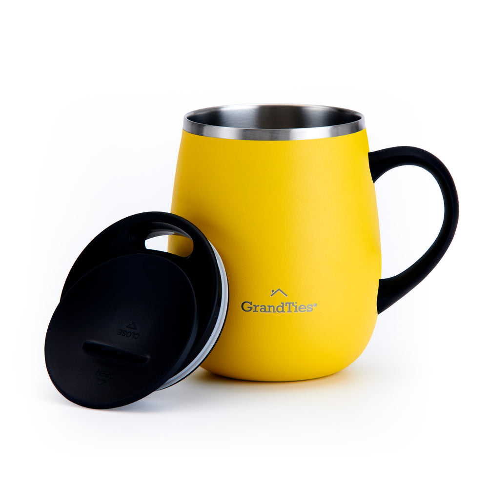 Insulated Coffee Mug with Sliding Lid 16oz/460ml (Grande) - Lemon - GrandTies